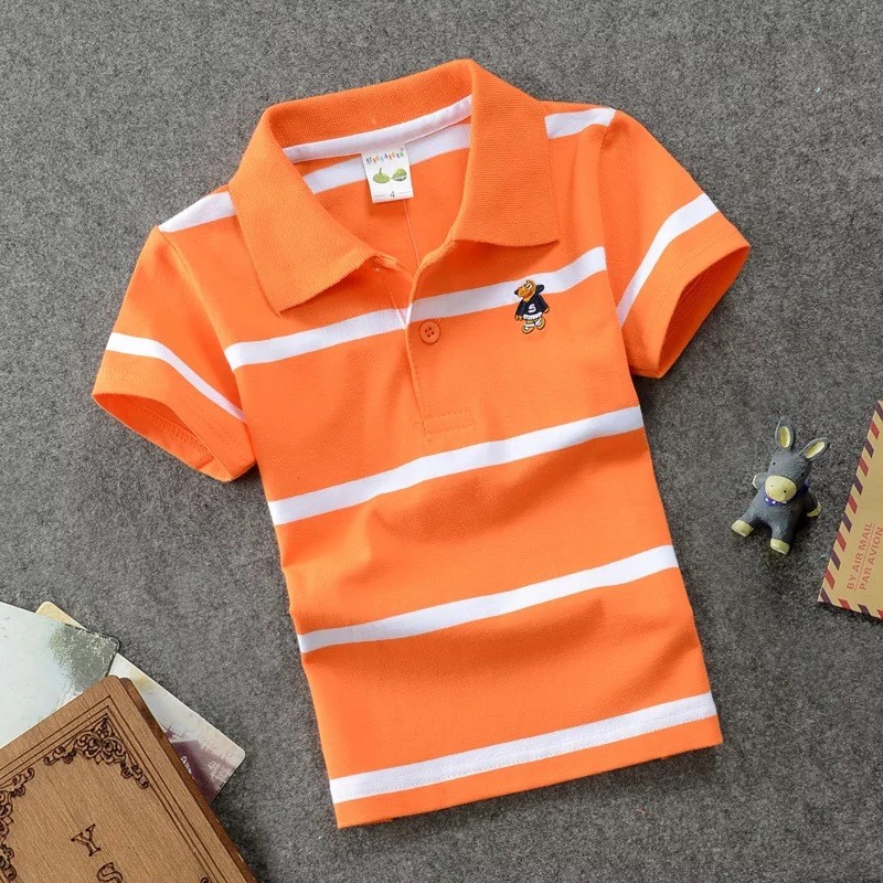 2026 camiseta infantil verão novo estilo infantil algodão listrado camisa polo de manga curta lapela pequena crianças de