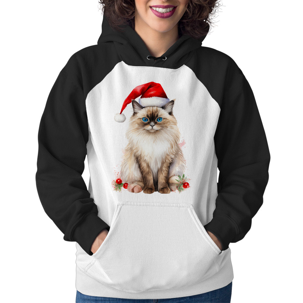 Moletom Feminino Gato Natalino Blusa Frio