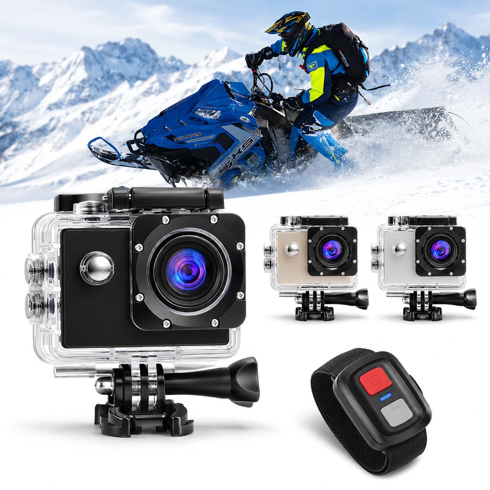 Action Camera 4K Ultra HD WiFi Com Microfone Tela LCD 2.0 e Função Webcam À Prova D’Água