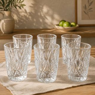 Jogo 6 Copos Baixos Diamond 300ml Vidro Grosso Diamante Luxo