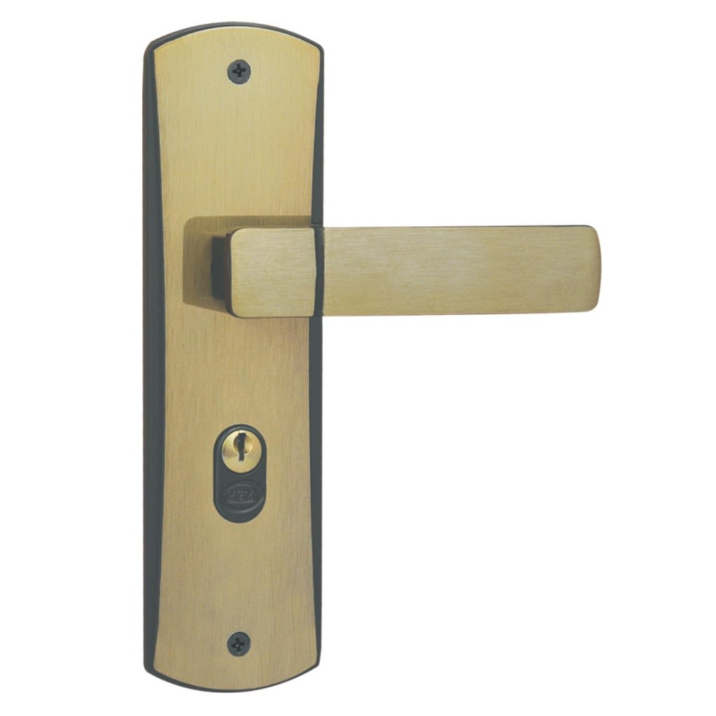 Fechadura Externa com Espelho Trinco Reversível 40mm Bronze Latonado Capri MGM Externa