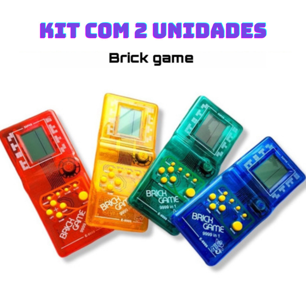 Kit 2 Mini Game Retrô Portátil Brick Game 9999 Jogos Clássicos Antigo