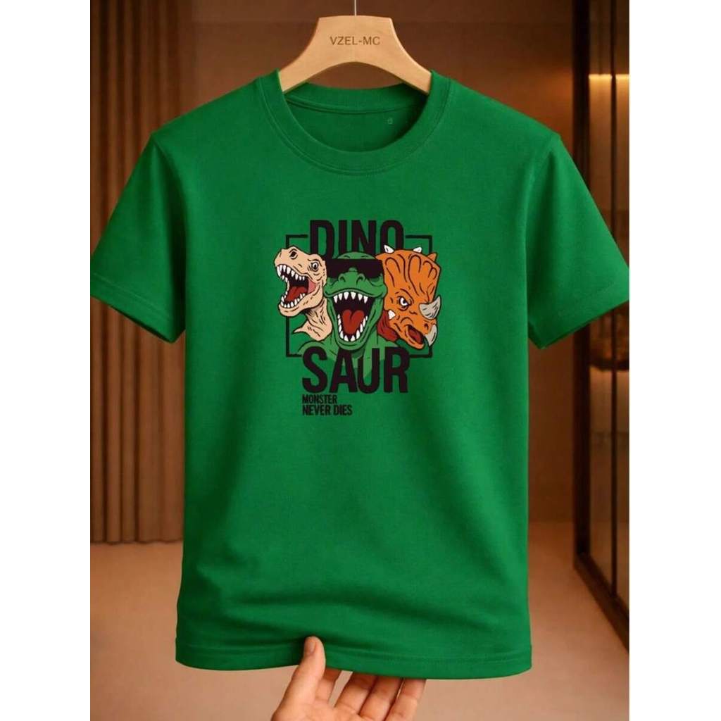 Camiseta Menino Estampa de Dinossauros Trio de Dinos T- Rex Tiranossauro - T-shirt Masculina Confortável 100% Algodão