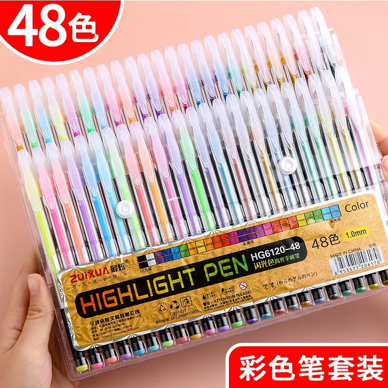 Flash Glitter caneta manual de duas cabeças caneta Gel fluorescente caneta marcador estudantes usam destaque pintura can