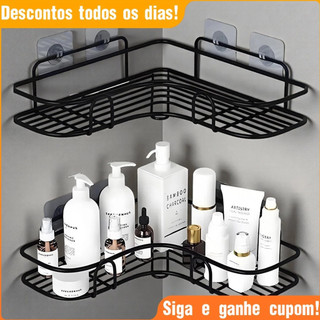 Suporte Banheiro Porta Shampoo Organizador Banheiro Metal Sem Furos Fixação Fácil Resiste…