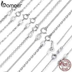 Bamoer Colar Corrente 100 % Prata Esterlina 925 Fecho Ajustável
