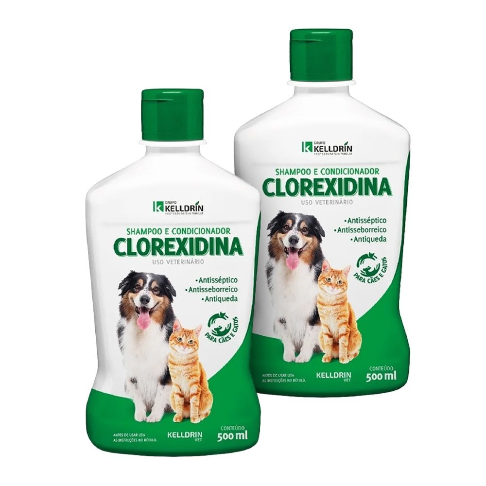 Kit 2 Shampoo e Condicionador Kelldrin Clorexidina 500ml em Oferta na Shopee
