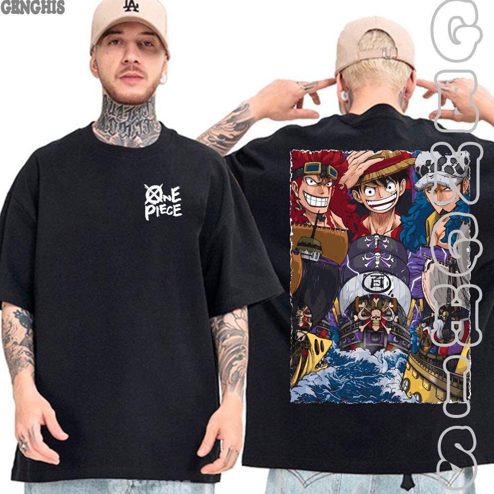 Camiseta One Piece Luffy Law Kid Pior Geração Piratas Aliança Camisa Basica e Oversized Algodão