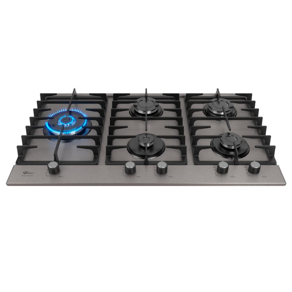 Cooktop a Gás Fischer Platinium Prime Tripla Chama 5 Bocas Inox Preto Bivolt