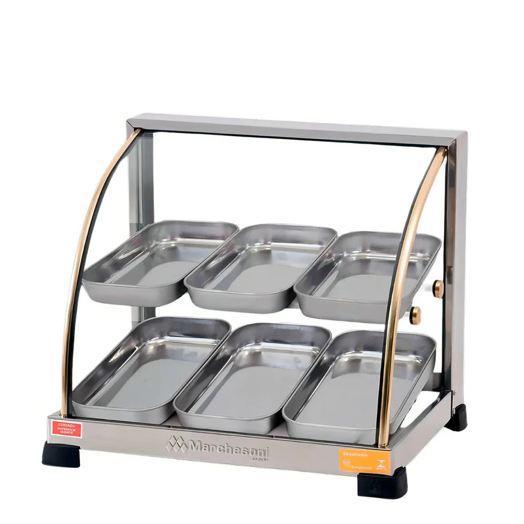 ESTUFA MARCHESONI OURO CURVA DUPLA 6 BANDEJAS 220V INOX