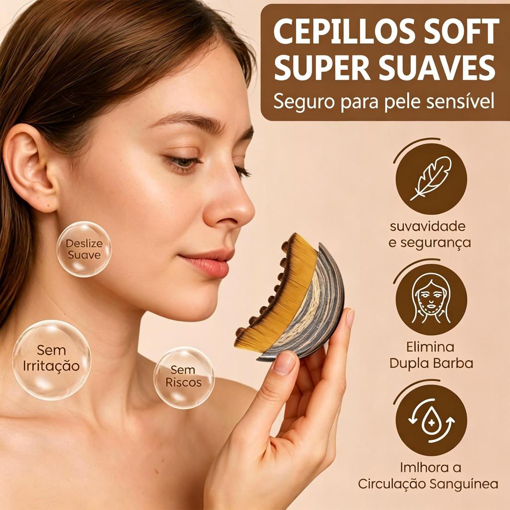 Ergonomic Soft Lymphatic Drainage Massage Brush for Facial Contouring and Jaw Facial lifting Brush