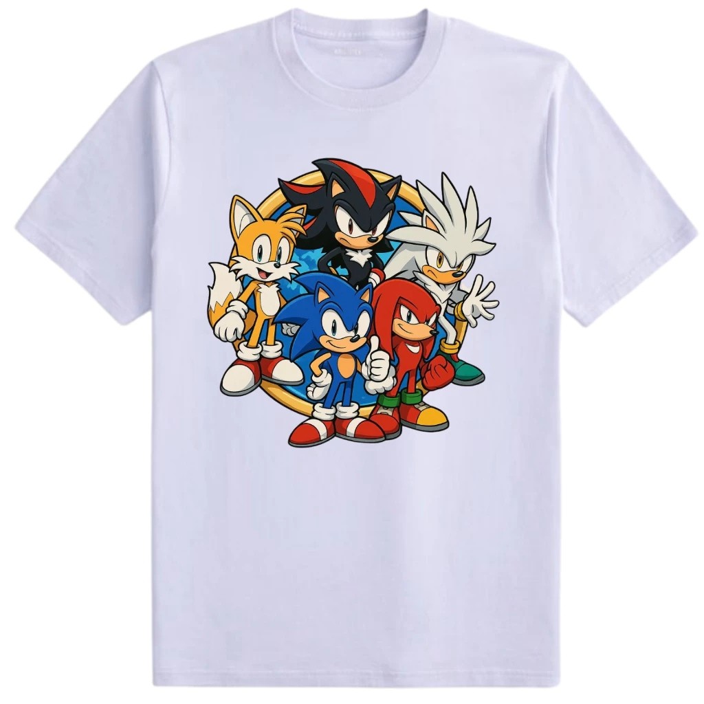Camiseta Infantil Estampada Super Sonic Divertida Menino Menina 100% Algodão Confortável Dia a Dia Estilosa Escolar