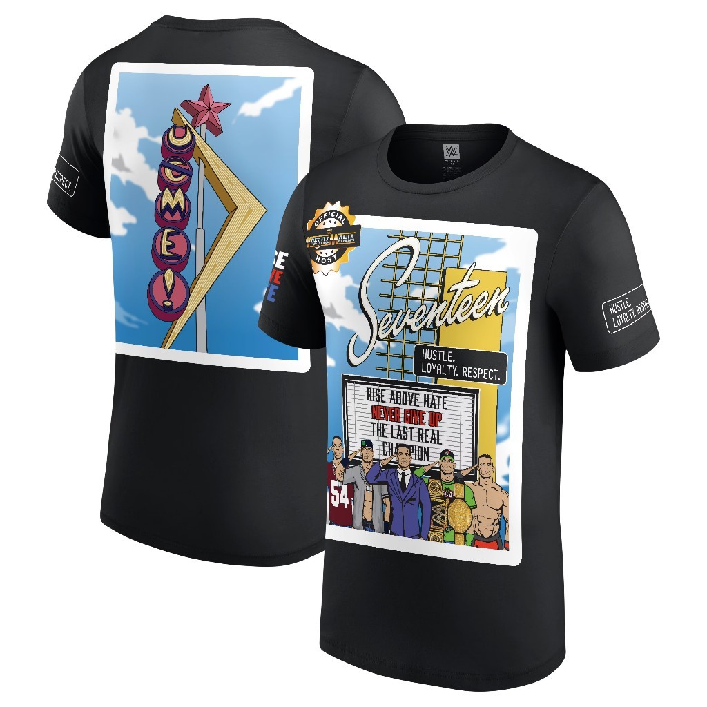 WWE John Cena 17 time Campeonato História retro Quadrinhos Camiseta Masculina casual 100 % Algodão Premium Camisa plus s