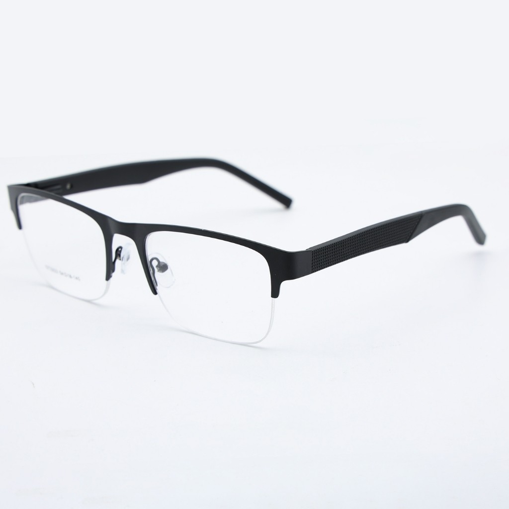 Armação de Óculos Masculina Semi Aro Retangular Metal Leve Confortável 54-18-145 3223