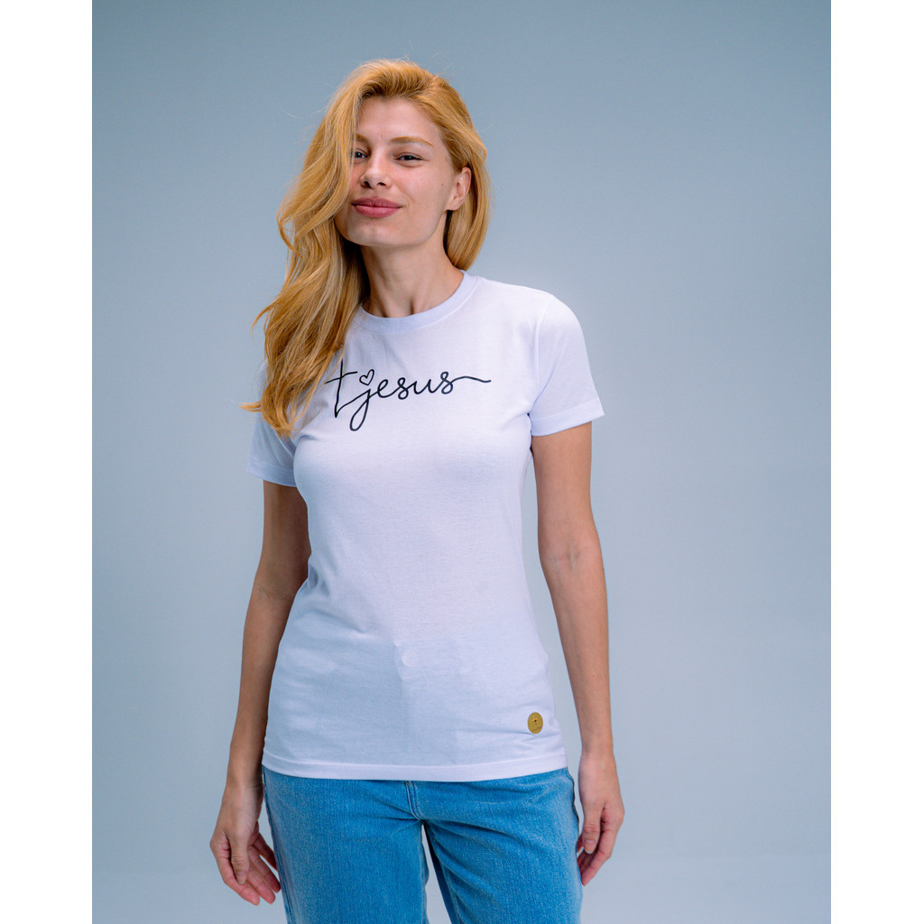 T-shirt Feminina Cristã Cruz Type  - A cruz de Jesus