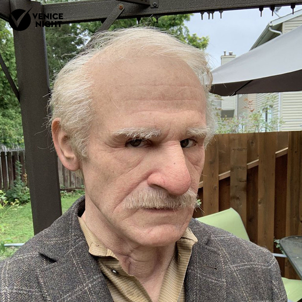 Unique Halloween Cosplay Prop Old Man Masque for Realistic Elderly Full Head Mask Latex Face Cover with Wrinkles for Cos