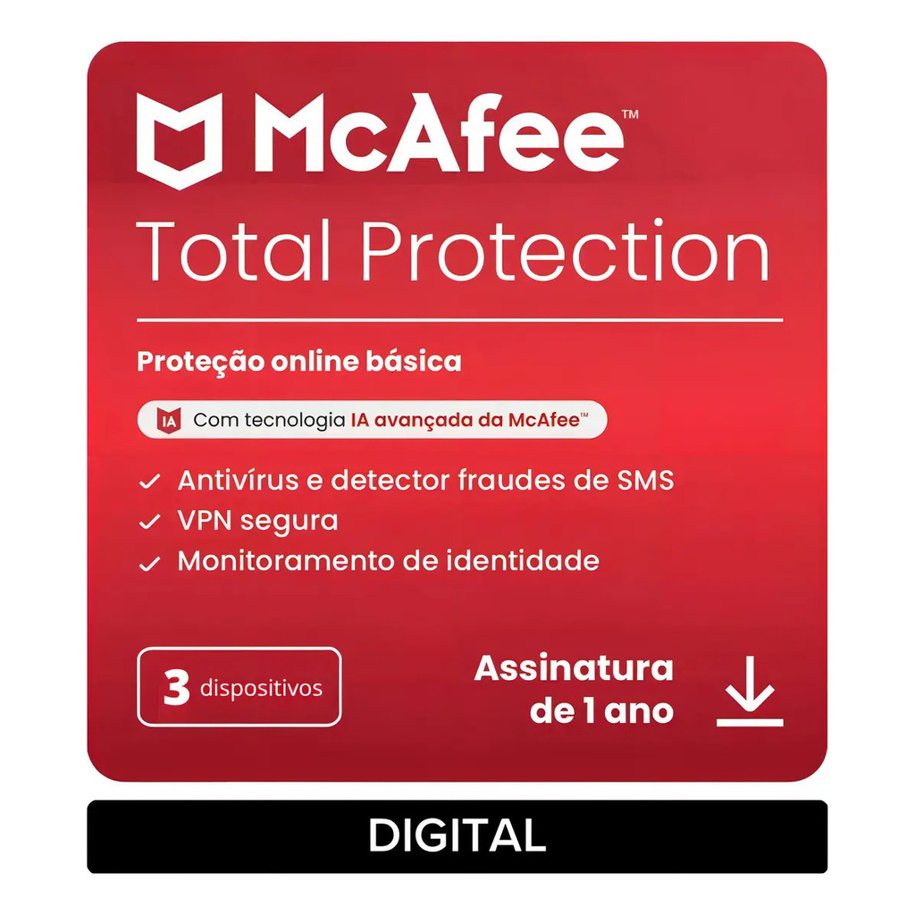 Mcafee Proteção Total 1 Ano Para Pc/notebook Mac Tablet 3 Dispositivo