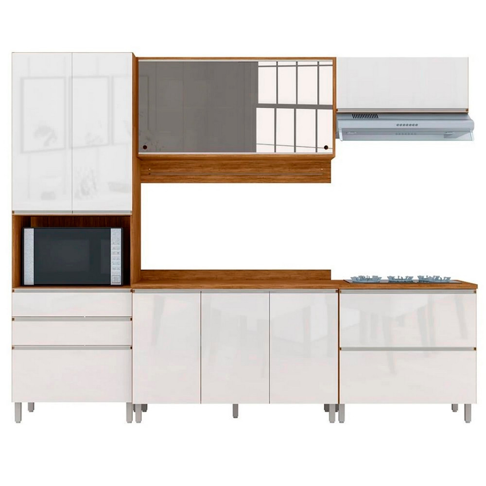 Cozinha Completa Amazonita 9 Portas 4 Gavetas 7 Prateleiras Bartira