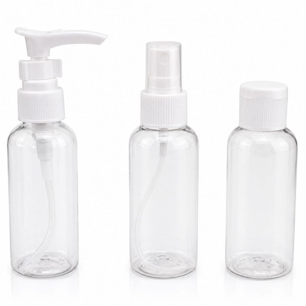 Kit Viagem 3 Unidades Spray Frasco Necessaire Plástico Purus Utilidades