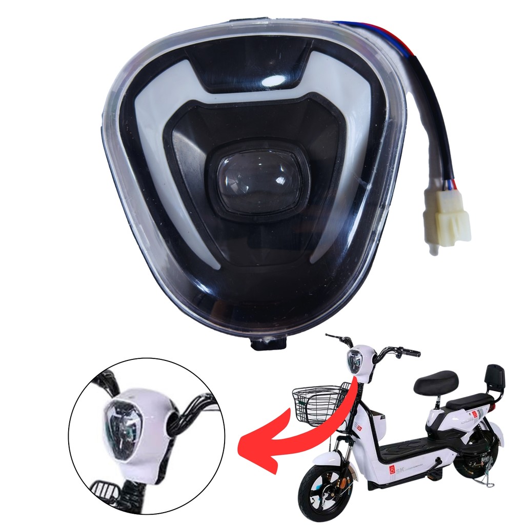 Farol LED 48v Scooter Bicicleta Eletrica WeHawk Smartway Fly Happy Smart Ecobikes Gicin Gts