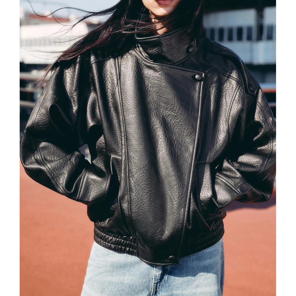 Mulheres Soltas Jaqueta De Couro Oversized Outono Inverno Manga Longa Casaco Curto Feminino Casual Outwear