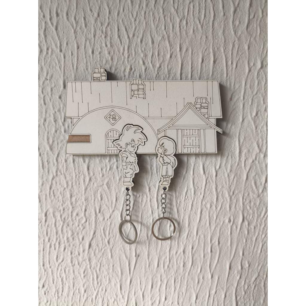 Porta Chaves MDF Casa do Goku Dragon Ball Personalizado | Suporte de Parede Decorativo Anime | Porta Chave Criativo MDF
