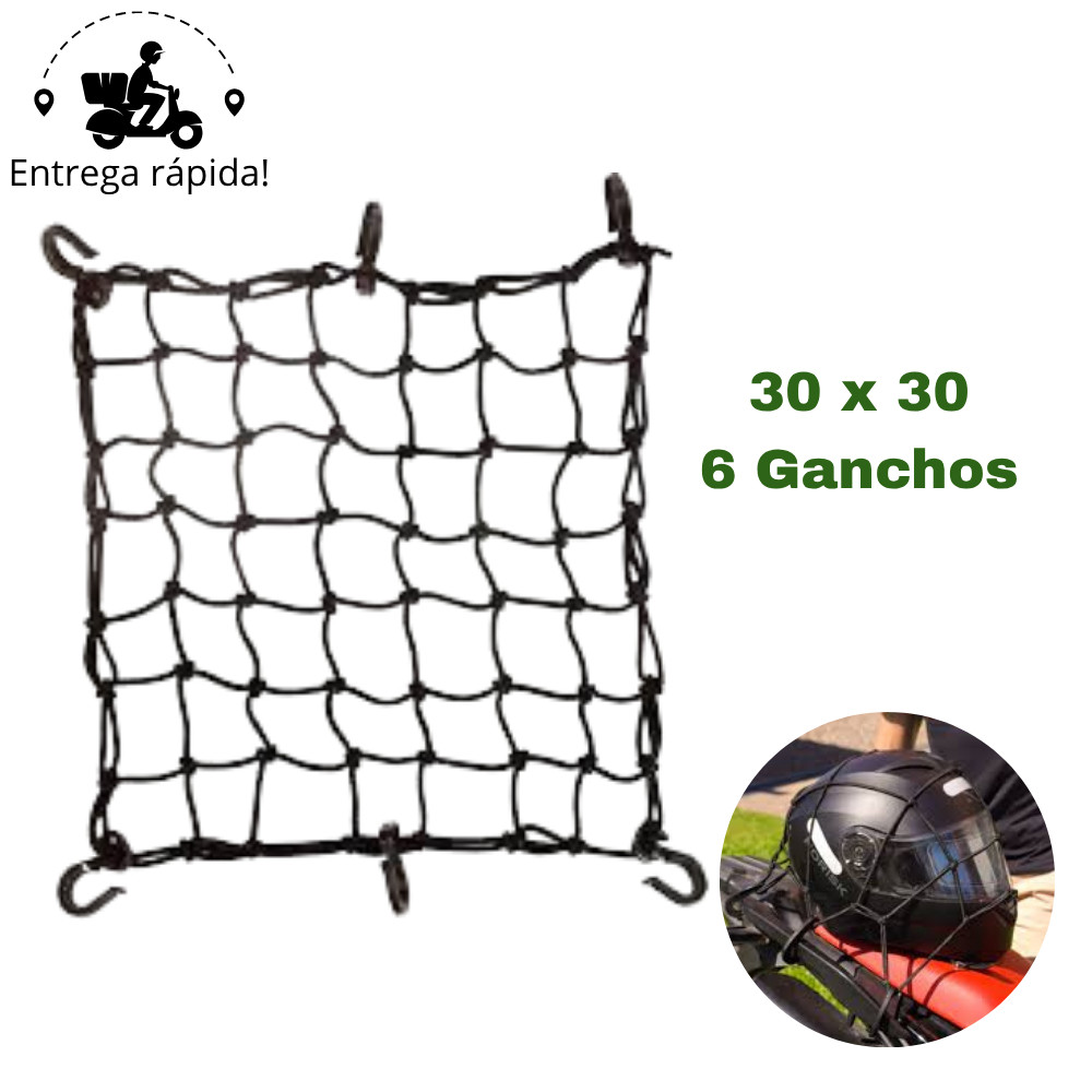 Rede Elástica Aranha 30x30 para Moto Bagageiro Bauleto Carga Viagem Fixação Segura CP