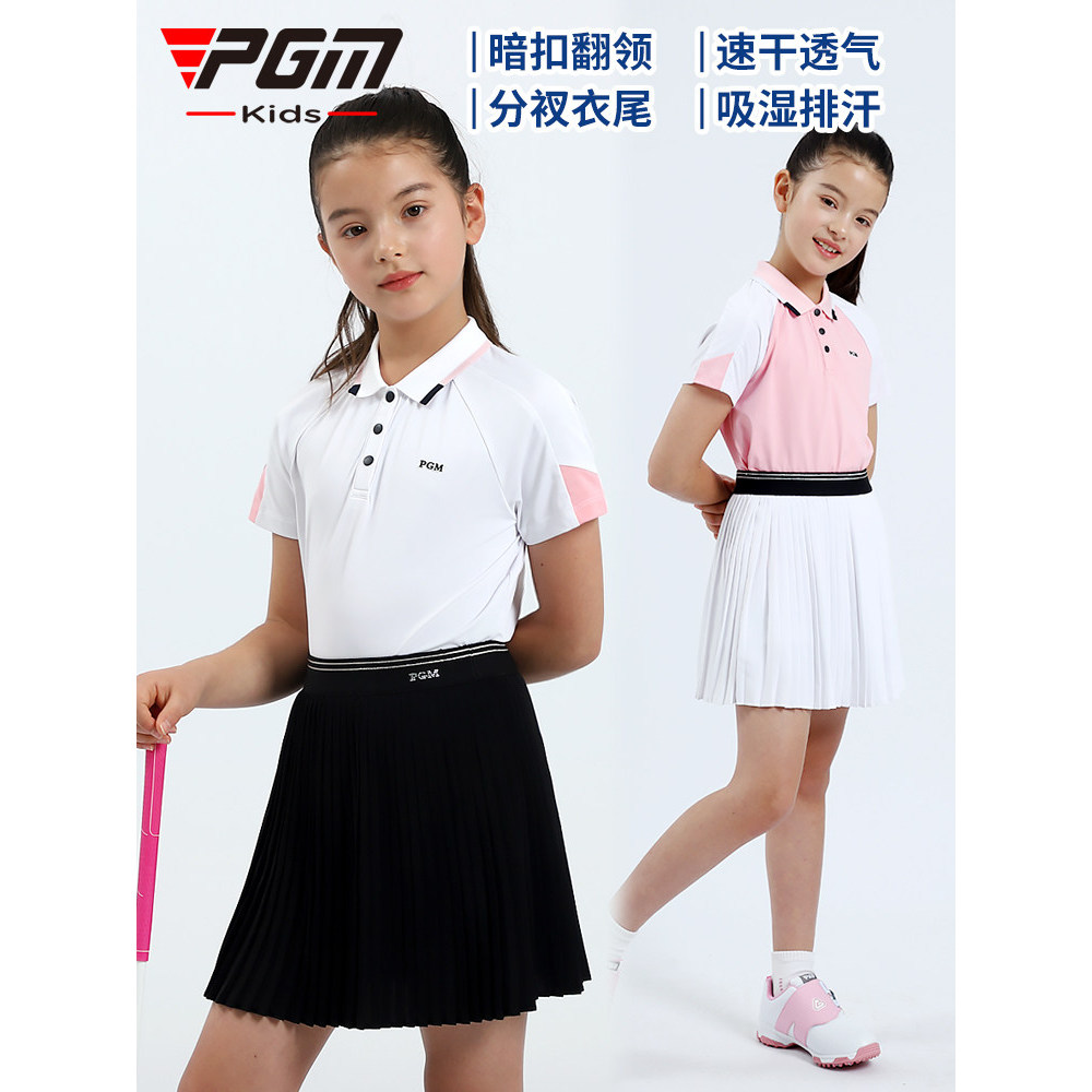 PGM Roupas de Golfe Infantis Camisa para Meninas Primavera Verão Juventude Camiseta Roupas Meninas Tops de Manga Curta C