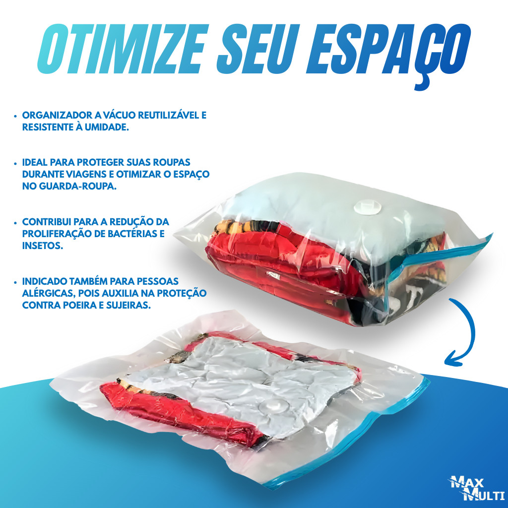 Sacos A Vácuo 60x80 Organizador Edredom Cobertor P/ Guarda Roupa