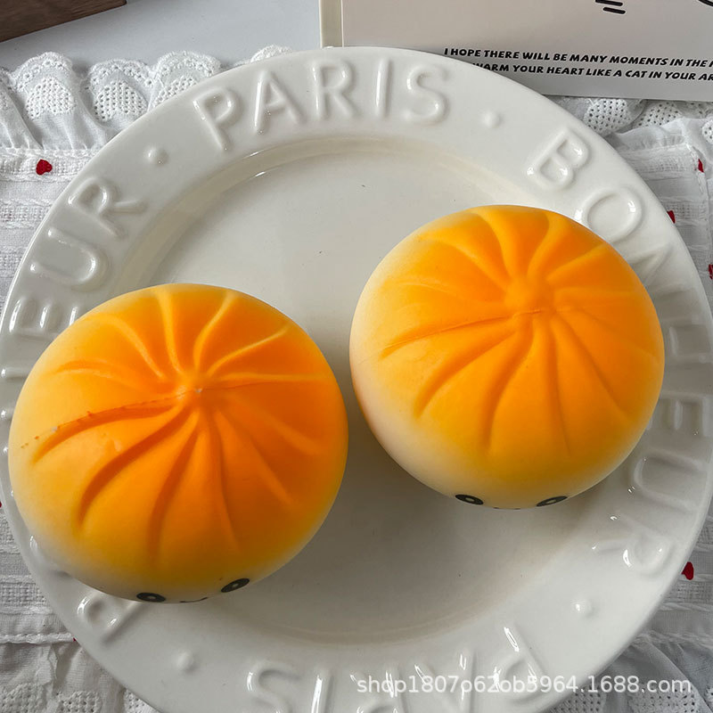 Brinquedo Squishy Realista de Pão de Char Siu para Alívio do Estresse, Pão Grande com Expressões, Retorno Lento, Brinque