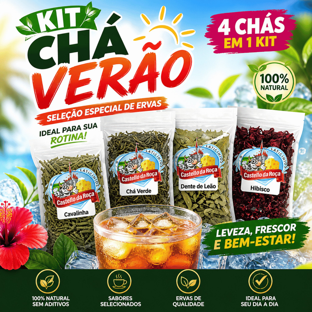 Kit Chá Verão - Cavalinha Chá Verde Dente de Leão e Hibisco 400g