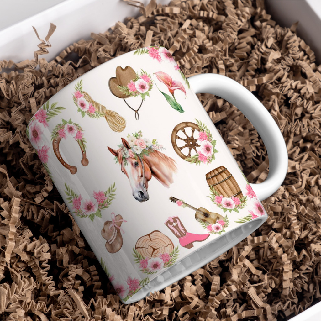 Caneca Boiadeira Rosa De Porcelana Mimo