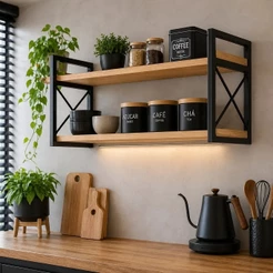 Prateleira nicho estilo industrial de 25x60 até 25x120cm FERRO e Madeira