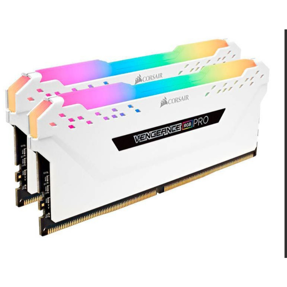 Kit Memória Ram Ddr4 16gb (2x 8gb) 3600 Mhz C18 Corsair Vengeance RGB Pro Branco CMW16GX4M2C3600C18W