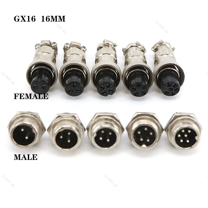 16mm GX16 2/3/4/5/6/7/8 Pinos Núcleo Macho Fêmea Metal Aviação Tomada De Energia Conector Cabo Elétrico Terminal Butt pl