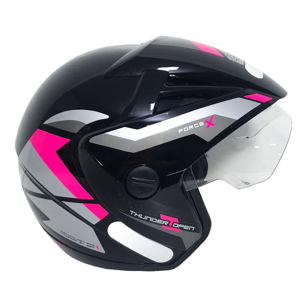 Capacete Aberto Ebf Thunder Force X Preto Rosa Tamanho 58 — imagem 2 de 2