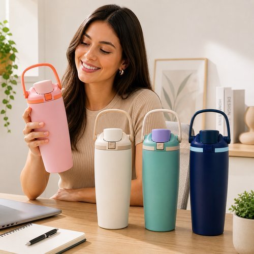 Garrafa Termica 900ml Com Alca Para Bebidas Quentes Frias Resistente Portatil