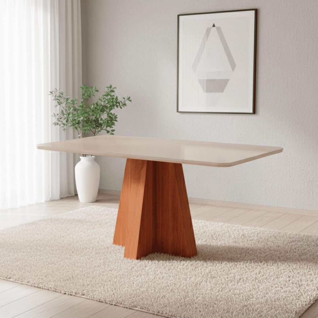 Mesa para Sala de Jantar 160cm Maite Marrom/Cinamomo/Off White
