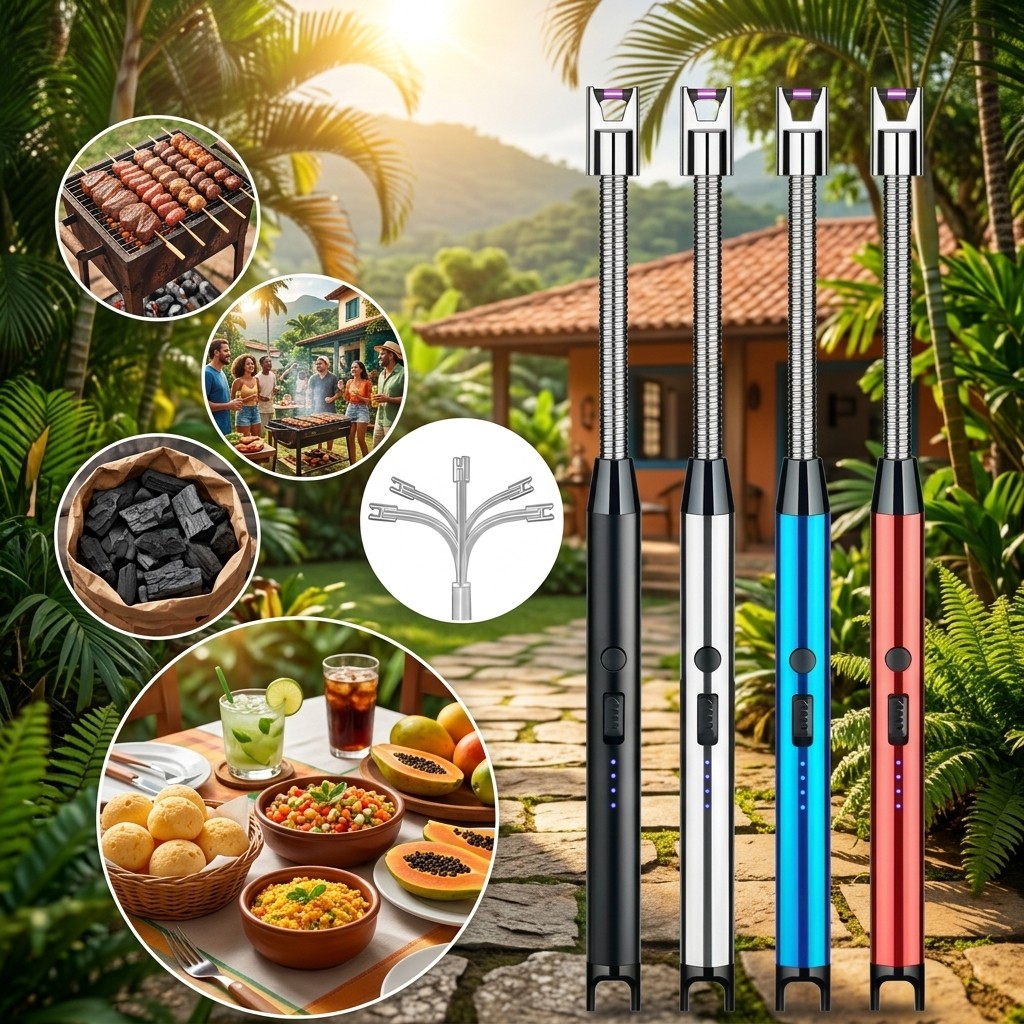 Isqueiro De Plasma Elétrico Luxo Acendedor USB Recarregável Para Lareira Velas E Cozinha Moderno