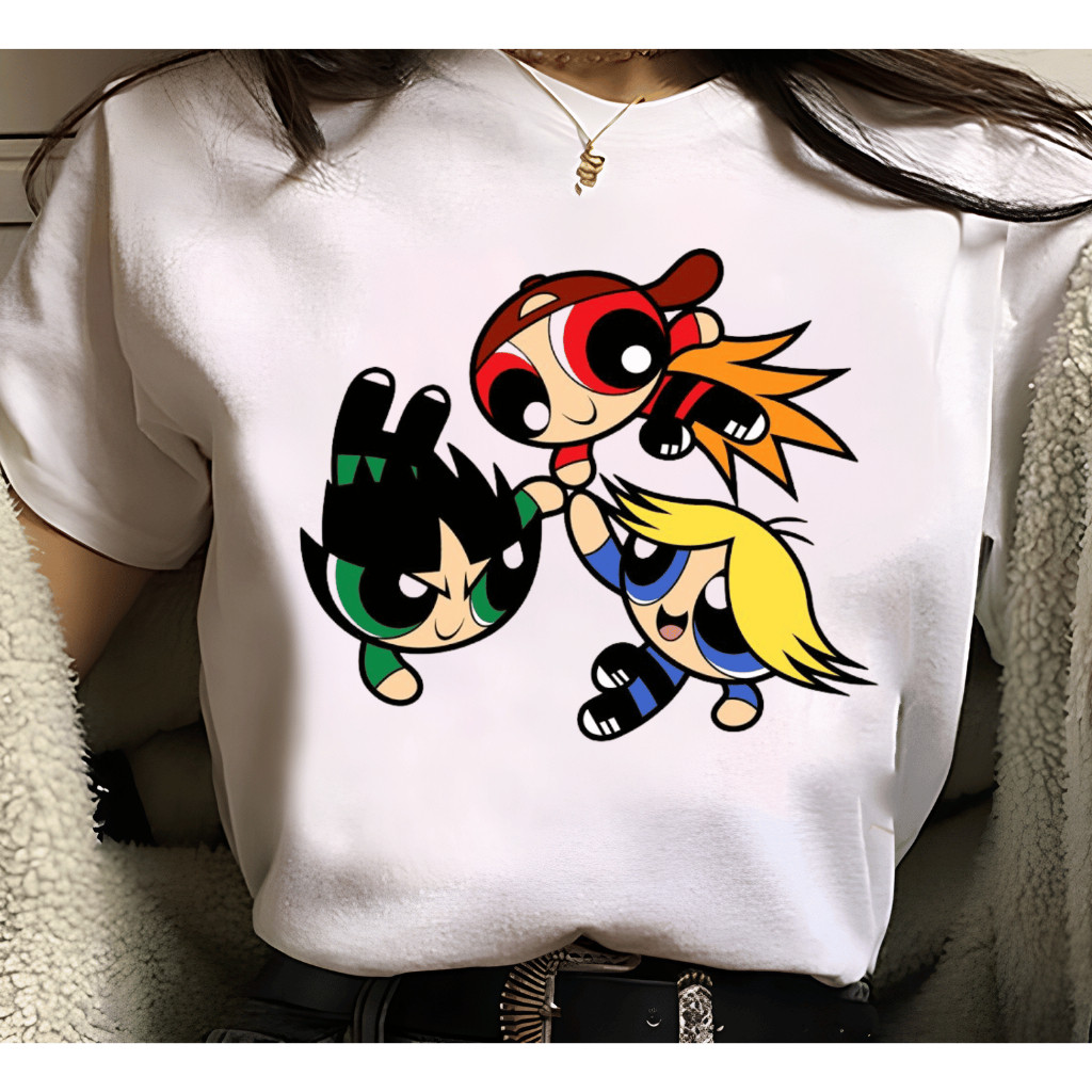 [Camiseta Premium em Algodão Puro]SISI Camiseta 3 meninos desordeiros menina superpoderosas desenho