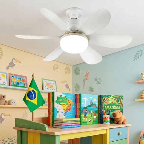 Ventilador De Teto Lâmpada Led 6 Folhas Wind Light Silent Controle Remoto Silenciosa Envio Imediato Para Todo Brasil