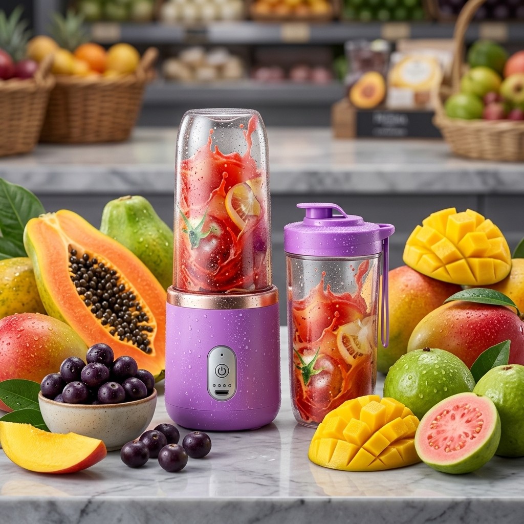 Mini Liquidificador De Bebê Papinha Portátil 400ml 6 Lâminas Mixer Frutas Suco Saudável USB Bivolt Sem Fio