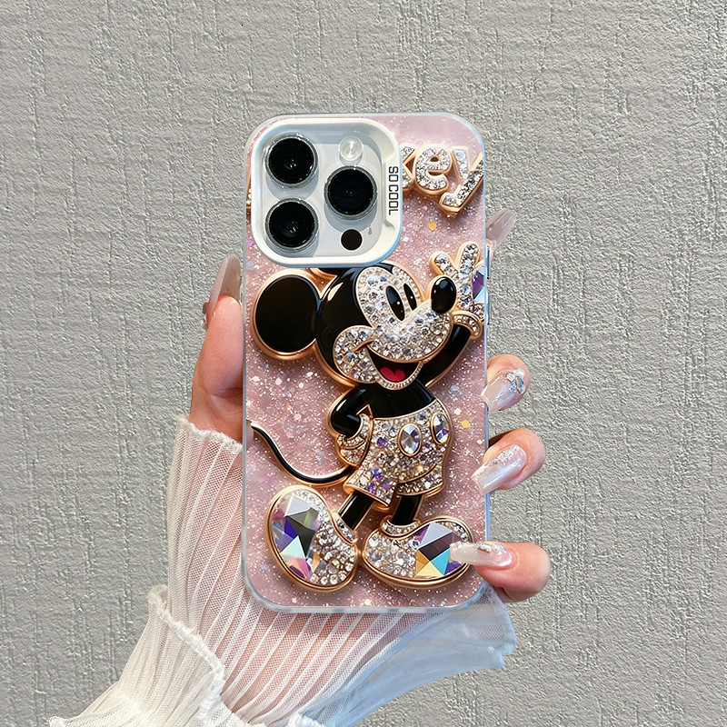 Capinha de capa Diamante Mickey Adequado Para iPhone 17 11 12 13 15 14 16 Pro Max XR XS Max Capa TPUchoque
