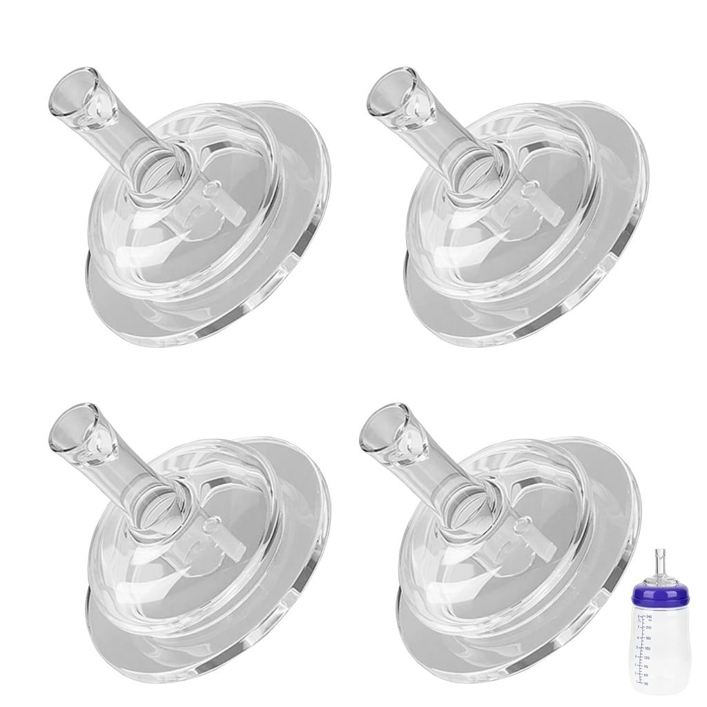Bicos de Transição para Garrafas de Bebê Lansinoh, Bico de Silicone Macio 100% Grau Alimentício, 12m+, Pacote com 4