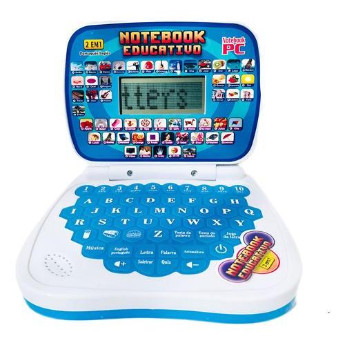Laptop Infantil Educativo Bilingue Inglês Português Notebook Azul