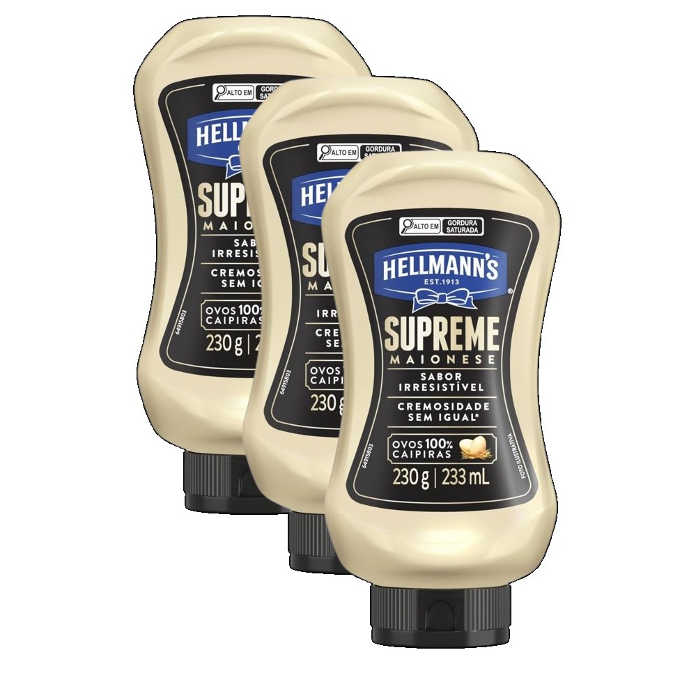 kit 3 Maionese Hellmann's Supreme SMALL Squeeze 230g