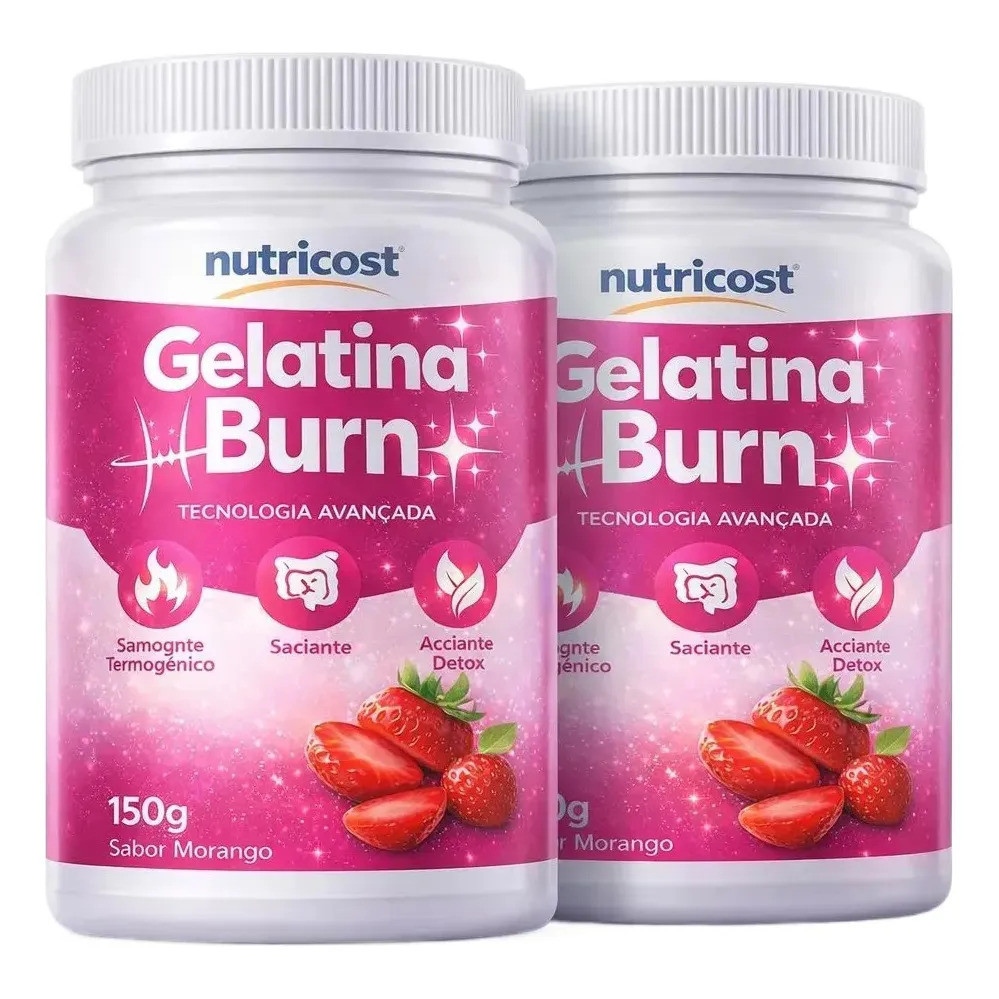 2 Gelatina Burn Shot Matinal Sabor Morango150g Loja Oficial