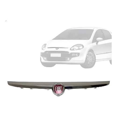 Grade Friso Moldura Bigode Fiat Punto 2013 2014 15 2016 2017 Cromada Com Emblema