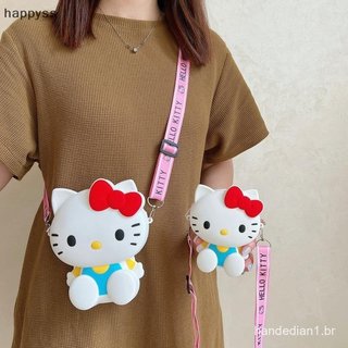 1Pc Sanrio Hello Kitty Silicone Crossbody Sling Bag Bonito Mensageiro Viagem 3D Bolsas De Ombro Pequena Bolsa De