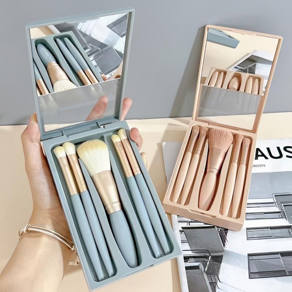 kit pincel maquiagem profissional ☉Conjunto de pincéis de maquiagem quatro-em-um escova Mini pincel de maquiagem portáti